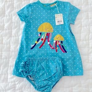NWT Baby Boden appliqué dress and bloomer